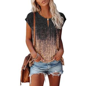 Kistore Women's Summer Casual V Neck Tank Tops Cap Sleeve Loose Fit Blouses Tunic Shirts (Black, S)