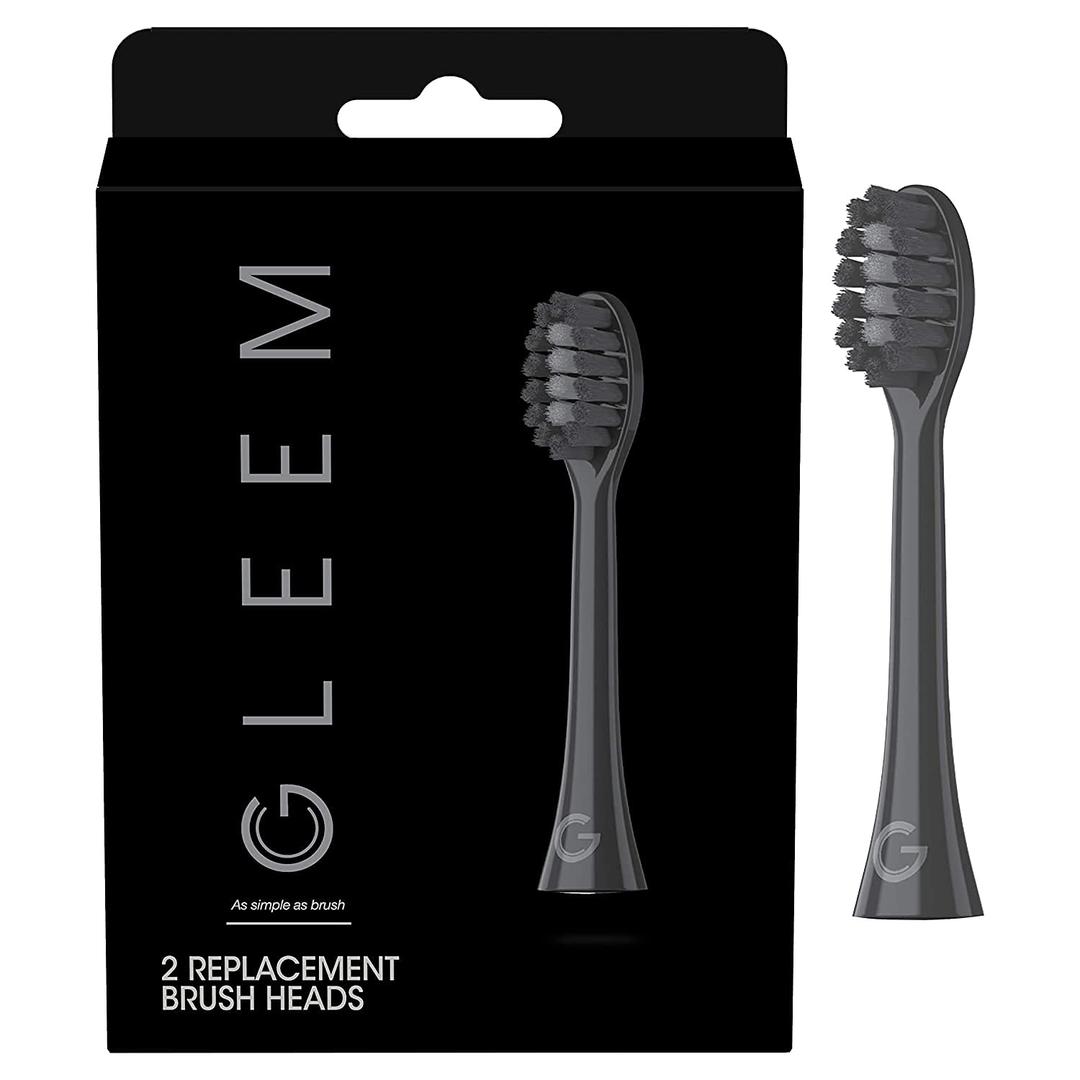 GLEEM Toothbrush Replacement Brush Heads Refill, Black, 2 Count (2 Count (Pack of 1))