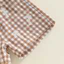 Toddler Baby Boy 4th Of July Outfit Summer Clothes American Flag Short Sleeve Lapel Shirt Plaid Shorts Set (2-3T, Khaki Cross)