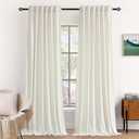 Dchola Ivory White Velvet Curtains for Bedroom Window with Back Tab, Super Soft Vintage Luxury Heavy Drapes, Room Darkening Thermal Insulated Curtain for Living Room, W52 by L108 inches, 2 Panels