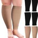 Syhood 3 Pairs 20 Inches Wide Plus Size Calf Compression Socks for Circulation Compression Long Legs Sleeves 20 - 30 mmhg Calf Muscle Sleeve for Women Men, 3XL