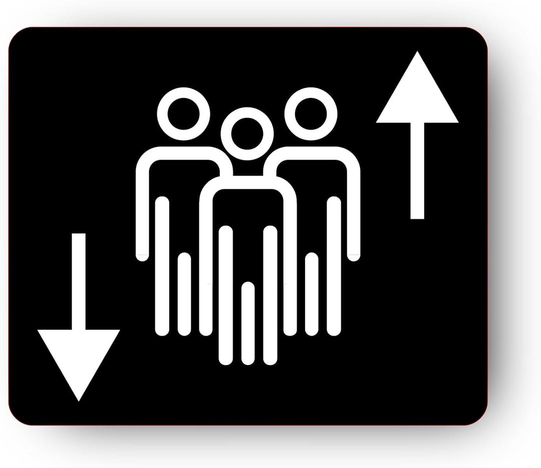 Gloss Black Elevator Sign, Universal Lift Signage, Self-Adhesive, Easy Install, 120mm x 90mm, Business Elevator Direction Sign, Modern Wayfinding Sign with Icons, High-Strength Adhesive