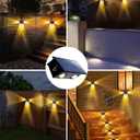 6 Pack 3-Side Solar Fence Lights Outdoor Waterproof with Warm White LED Spot Lens, for Wall, Deck, Patio, Yard, Rail, Garage, Pool, Designed for Enhanced Security, Easy Install