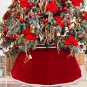 Christmas Tree Collar Red Velvet Foldable Christmas Tree Ring Tree Skirt for Artificial Trees Base Stand Cover Christmas Tree Decoration