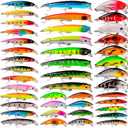 Bass Fishing Lures Kit Set Topwater Hard Baits Minnow Crankbait Pencil VIB Swimbait for Bass Pike Fit Saltwater and Freshwater (007-43pcs)