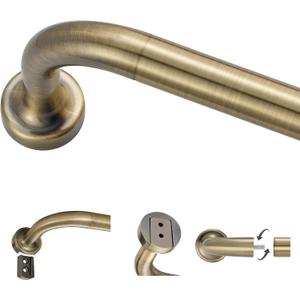 Antique Bronze Curtain Rods for Windows 48-88",1 Inch Disc Wrap Around Curtain Rod with Aluminum Finials and Brackets,No Screw Disassembly Adjustable Blackout Curved Room Darkening Curtain Rod (48-88", Antique Bronze)