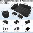 BEBAS Car Air Mattress - Inflatable Truck Camping Mattress for Back Seat, Thickened SUV Portable Travel Sleeping Pads with 2 Pillows & Air Pumps, Fits Most Sedan/Pickup/Van, Black Bed