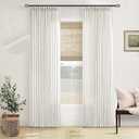 Pinch Pleated Linen Curtains 96 Inches Long for Living Room 2 Panel Set Cream Ivory Light Filtering Pinch Pleat Hooks Rings Back Tab Neutral Boho Farmhouse 96 Inch Curtain Drapes for Bedroom Window, 40"W x 96"L