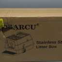 Eosarcu Stainless Steel Cat Litter Box with Lid, XL Large Enclosed High Sided Litter Box with Removable Lid, Carbon Filters -Odor Free, Easy Cleaning, Anti-Urine Leakage for Big Cats -Green