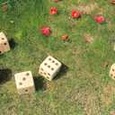 Giant Wooden Yard Dice Set - Outdoor Lawn Games for Adults and Family, 3.5 Inch Solid Pine Wood, Backyard Camping Tailgating Set with Scorecards and Carry Bag