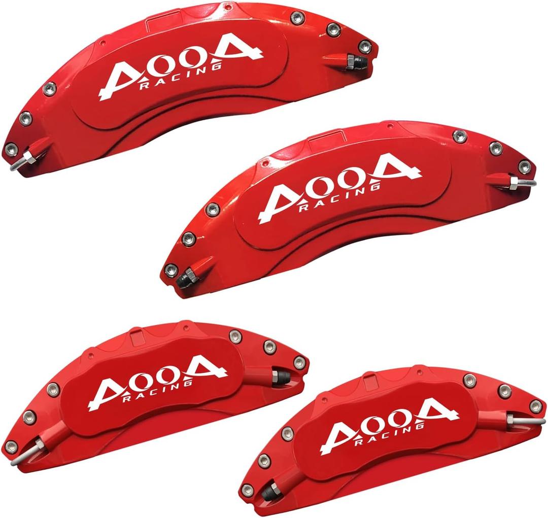AOOA Aluminum Red Brake Caliper Covers with White Character fits Dodge Durango SXT/GT/R/T 2021-2024 and Jeep Grand Cherokee 2017-2021 (Set of 4)
