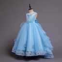 Flower Girl's Dress Princess Puffy Tulle Dresses Bridesmaid Wedding Communion Birthday Party Pageant Maxi Prom Gown for Kids (Blue), for Kids Light Blue 8-9 Years