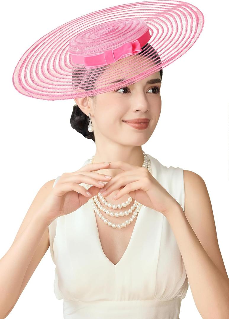 BABEYOND Wide Brim Tea Party Fascinator Kentucky Hat Derby Fascinator Wedding Hat for Cocktail