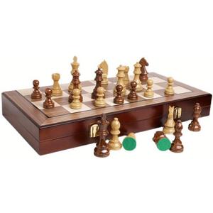 20" Extra Large Folding Chess Set - Walnut Wood Board & Weighted PVC Pieces - Portable Tournament Game for Adults, Travel, Gifts (Perfect for Beginners & Adults)