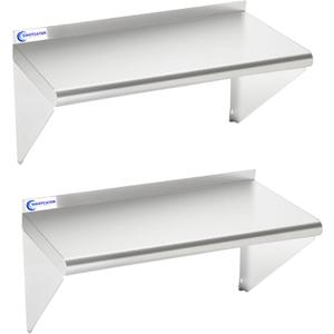 Stainless Steel Shelf 2 Pack 14"x24", Wall Mounted Metal Shelves