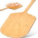 Loftern 16 Inch Wooden Pizza Board with Engraved Sizes - Multifunctional Bamboo Pizza Cutting Board, Wooden Pizza Shovel, Pizza Peel and Serving Board with Size Guide and