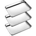 3 Pack Professional Medical Surgical Stainless Steel Dental Procedure Tray Thickening Lab Instrument Tools Trays -Flat Type (8.6" * 6.0" * 0.8", 3)