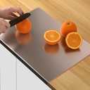 HUAKENER Large Stainless Steel Cutting Boards for Kitchen, Cutting Board with Counter Lip, Cutting Board with Silicone Mat for Meat, Fruits, Vegetables, Bread (15.7 x 11.8 Inch)