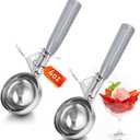 2 Pcs Release Cookie Scoops Ice Cream Scooper with Trigger Release Portion Scoop Stainless Steel for Portion Control, Baking Food, Cookie Dough, Cupcake Batter (4 oz,Gray)