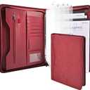 Padfolio Portfolio Folder Binder-Organizer Planner Notebook Zippered Portfolio Padfolio for Women & Men with Document Sleeve,Letter/A4 Size Clipboard,Business Card Holders (Burgundy-3)