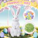 Bucherry 17 Pcs Cute Bunny Table Centerpiece Spring Tray Decorations Include Resin Bunny Decor 15 Pastel Faux Eggs and Raffia Grass Resin Rabbit Statue Table Centerpiece for Tables Spring Home Decor