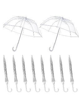 Kids Umbrellas Pack Kids Clear Bubble Umbrellas Dome Windproof Stick Umbrellas with Easy Grip Handle for Kid Girls and Boys, Pack of 8 