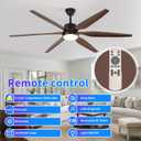 66 Inch Black Farmhouse Ceiling Fan with Light,6 Walnut Blades