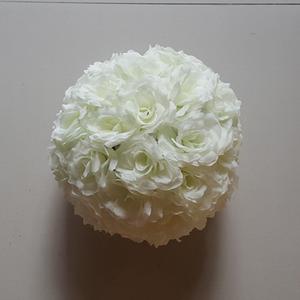 10 Pack 3 inch Artificial Rose Satin Pomander Kissing Balls for Home Wall Wedding Party Ceremony Decoration,Cream