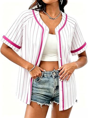 Magical Baseball Shirts for Women Princess Jersey Shirt Girls Trips Button Up Short Sleeve Jersey Top M