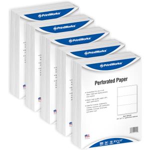 PrintWorks Professional 3 Part Perforated Paper 8.5” x 11” - Perfect For W-2, 1099, & Statement Use - Made in the USA - 2500 Sheets - 24 lb - Printer Compatible - White (04122C)