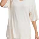 SALNIER Womens Lounge Set 2 Piece Summer Outfit Oversized (Beige, L)