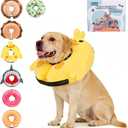 KOOLTAIL Inflatable Dog Cone Collar, Soft Donut E Collar for Dogs After Surgery to Stop Licking Enhanced Alternative, Blow Up Pet Neck Pillow Recovery Adjustable Cone for Dog Cat, Upgrade Size, Duck L (Yellow)