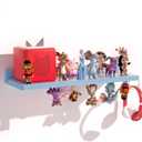 for Tonies Shelf Magnetic - Tonies Figure Organizer for Kids Room, Wooden Magnetic Display Shelf for Tonies Box Holder, Wall Floating Shelves Toy Storage Compatible Charging Station (1 Tier, Blue)