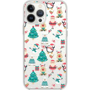 Blingy's for iPhone 13 Pro Max Case (6.7 inch), Christmas Pattern with Santa Style Reindeer Snowman Design Transparent Soft TPU Protective Clear Case (Santa Mix)