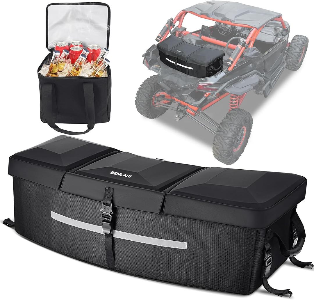 Benlari 53L Can Am X3 Rear Storage Box, ATV Storage Bags Waterproof, ATV Cargo Bag with Cooler Compatible with Can-Am Maverick X3 Sport Commander Outlander Renegade, Replacement for 715002923