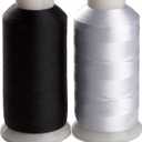 Simthread 2 Bobbin Thread for Sewing and Embroidery Machine 1 Black and 1 White 5500 Yards Each - 60WT Polyester Bobbin Fill Thread Bottom Threads