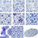 Crtiin 36 Pack 9 Styles Decoupage Napkins Assorted Floral Decorative Decoupage Napkins Chinoiserie Cocktail Paper for DIY Crafting Birthday Party, Each Unfolded 13 Inch(Blue and White Floral)