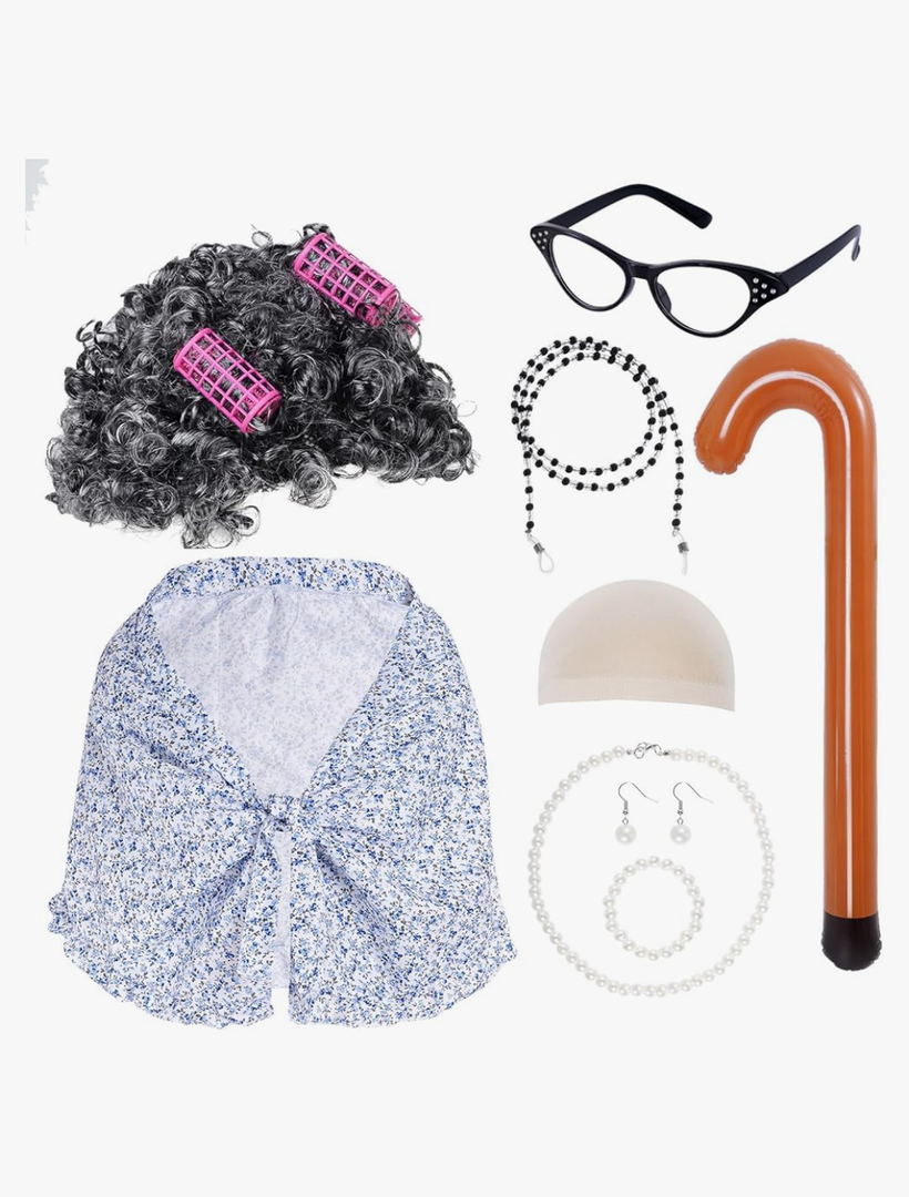 choyaxo Old Lady Costume 100th Day of School Costume Accessories Dress Up