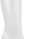 Knee High Boots for Women - Long Elastic Faux Leather Tall Boots for Women Mid Block Heel Pointed Toe with Side Zipper Fall Winter (6, White)