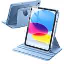 JETech Rotating Case for iPad (A16) 11th/10th Generation (2025/2022) with Pencil Holder, 360 Degree Rotation Protective Stand Cover Clear Back, Auto Wake/Sleep (Blue)