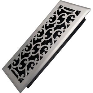 4x12 Inches Heavy Duty Walkable Floor Register - Easy Adjust Air Supply Lever Decorative Floor Vent Covers - Savannah Design Vent Covers for Home - Satin Nickel