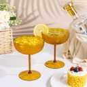 Ciaell 12PCS Plastic Martini Glasses - 10 Oz Amber Elegant Disposable Cocktail Glasses for Champagne Wine Wedding Party Anniversary Bar