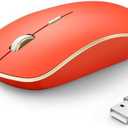 JOYACCESS Mouse Wireless, 2.4G Silent Wireless Gaming Mouse, Slim Portable USB Mouse Wireless for Laptop, Computer, PC (Orange Red)
