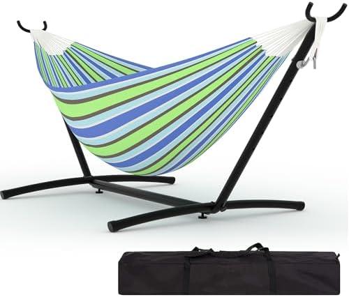 Garvee 2 Person Hammocks with Stand for Outside, Double Hammocks Portable Space Saving Heavy-Duty Steel Stand for Indoor Outdoor Patio with Carrying Bag, 450 lbs Capacity