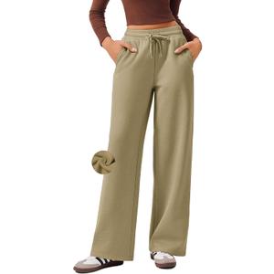 PINSPARK Womens Fleece Wide Leg Sweatpants High Waisted Athletic Sweat Pants Winter Baggy Workout Pant with 2 Pocket (M)