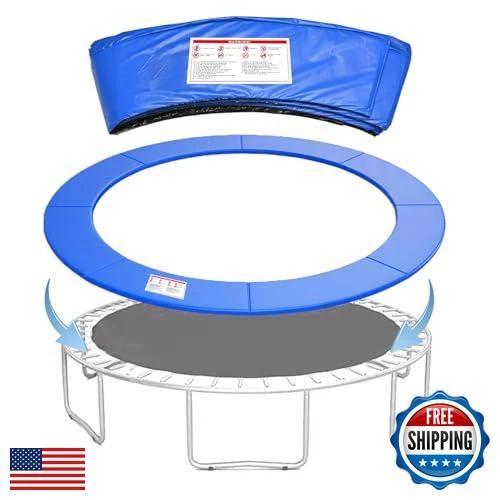 KENSONE Trampoline Replacement Safety Pad, 12ft Trampoline Spring Cover with Foam Padding, No Holes for Poles, Round, Blue, 12 Feet