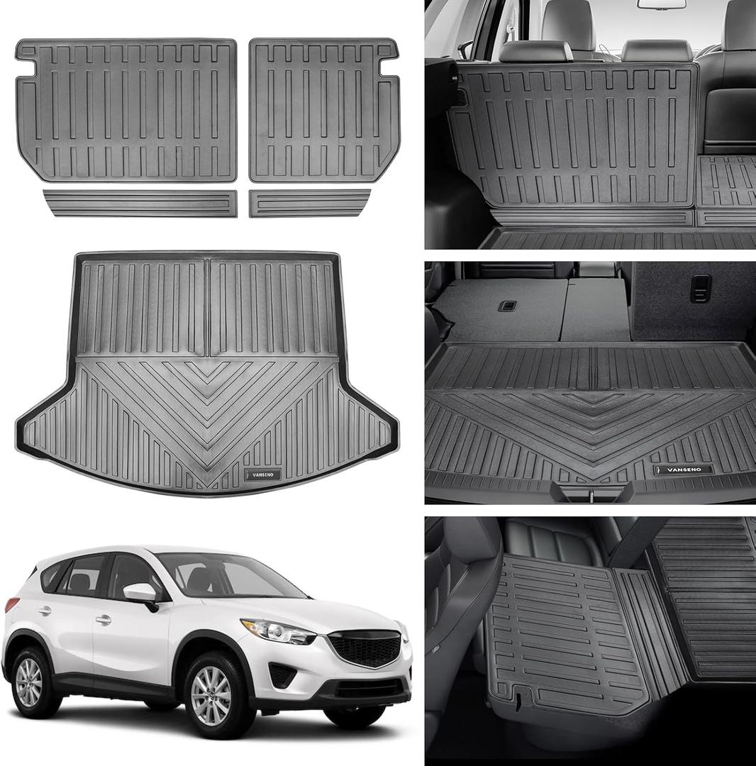 Vanseno Backrest Mat and Cargo Liner Compatible for 2013-2016 MazdaCX-5 Trunk Mat Back Seat Protector All Weather Protection for 2013 2014 2015 2016 Mazda CX5 Accessories (Backrest Mat+Trunk Mat)