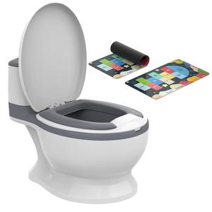 Toddler Potty Training Toilet with Diatomaceous Earth Mat Realistic Toilet for Toddlers with Lid, Splash Guard & Non-Slip Base Baby Potty Training Toilet with Bonus Tic-Tac-Toe Play Mat