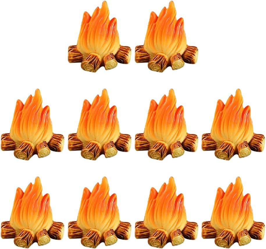 10Pcs Miniature Campfire Dollhouse Fire Ornament Decor Model Fire Model Handicraft Fake Fire Pretend Toy Resin Bonfire Model Miniature Decoration