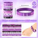 Wavwavw 100 Pcs Purple Ribbon Awareness Bracelets Bulk Rubber Silicone Wristband Domestic Violence Alzheimer's Awareness Pancreatic Cancer Lupus Supplies for Men Women Support Gifts